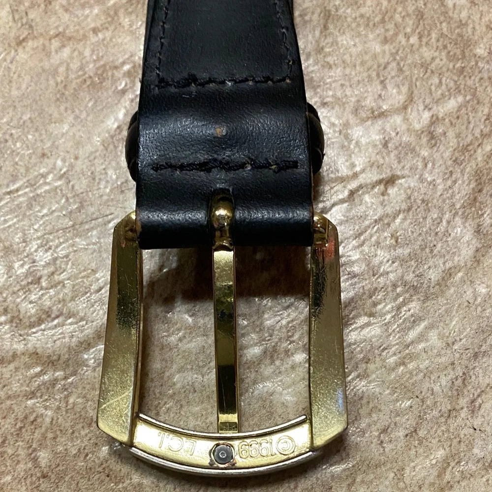 Classic Black Leather Women’s Large Belt with Brass Buckle Timeless Classic